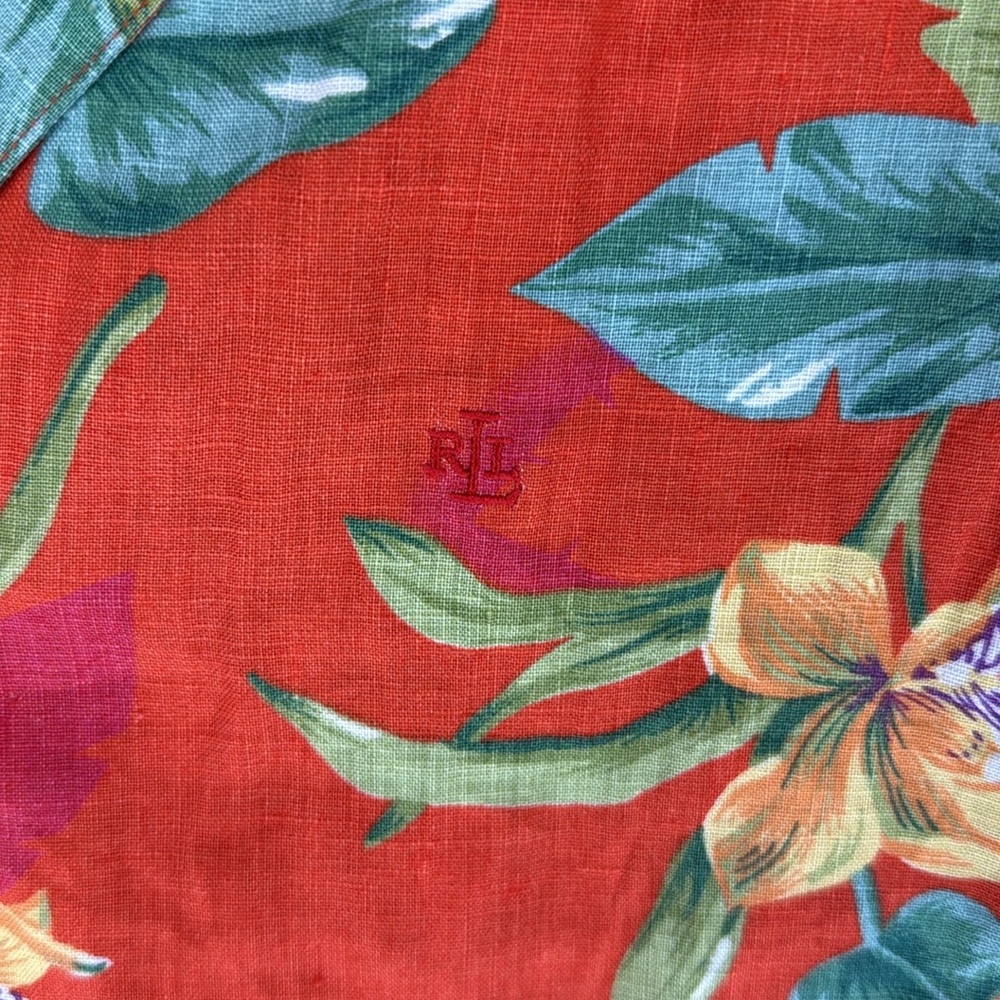 Ralph Lauren Orange Floral Button-Down Shirt - Picture 4 of 11
